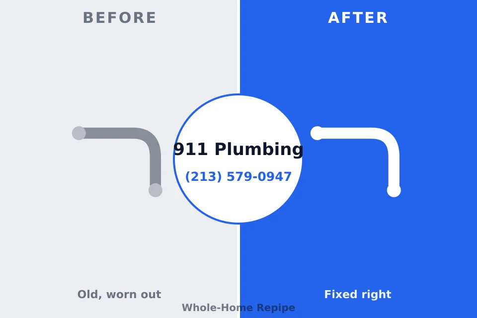 Before and after: plumbing repair Midwest City, OK